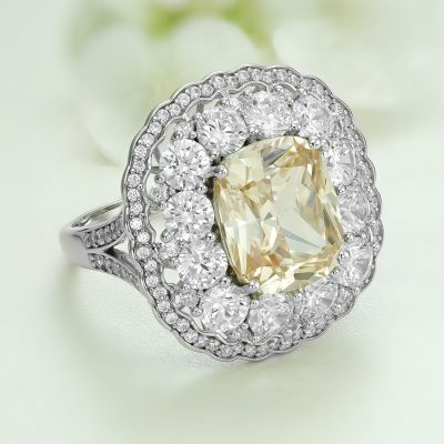 Fotografie de bijuterii Inel argint cu pietre Anturaj-Halo Galben - ICR0149