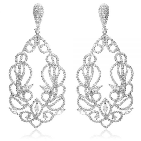 Cercei argint Surub Drop Earrings Zirconii TRSE087, Bijuterii - Corelle