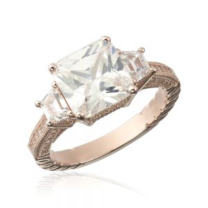 Inel de logodna argint Rose Princess cu 3 cristale mari TRSR124, Corelle