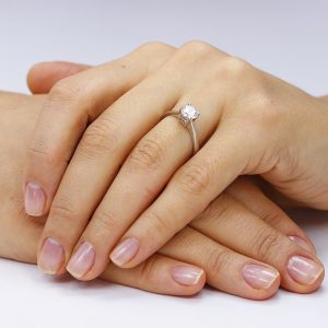 Inel de logodna argint Solitar cu cristale TRSR167, Bijuterii - Corelle